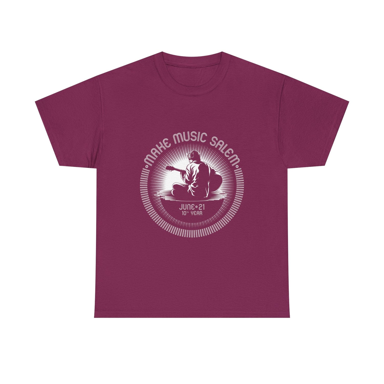 Make Music Day Salem Guitar Guy White Logo T-Shirt T-Shirt Printify - RiverCity Rockstar Academy Music Store, Salem Keizer Oregon