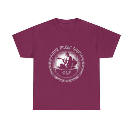 Make Music Day Salem Guitar Guy White Logo T-Shirt T-Shirt Printify - RiverCity Rockstar Academy Music Store, Salem Keizer Oregon