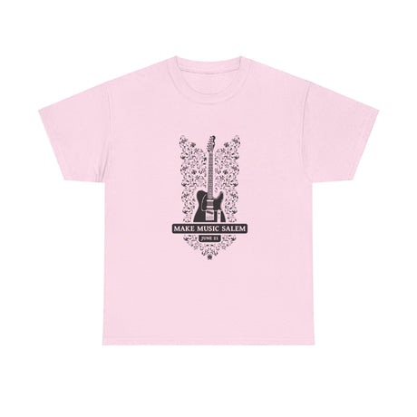 Make Music Day Salem Floral Guitar Black Logo T-Shirt T-Shirt Printify - RiverCity Rockstar Academy Music Store, Salem Keizer Oregon