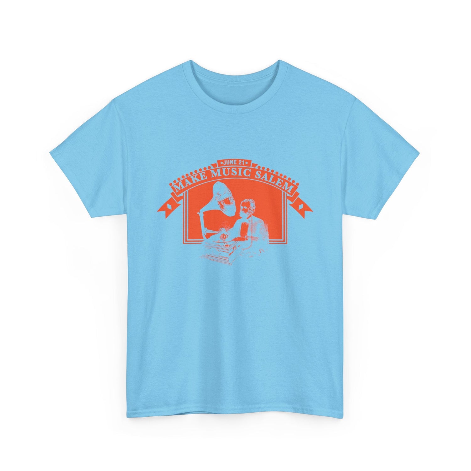 Make Music Day Salem Turntable Orange Logo T-Shirt T-Shirt Printify - RiverCity Rockstar Academy Music Store, Salem Keizer Oregon