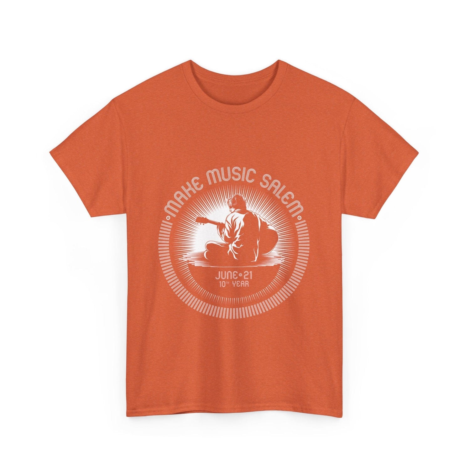 Make Music Day Salem Guitar Guy White Logo T-Shirt T-Shirt Printify - RiverCity Rockstar Academy Music Store, Salem Keizer Oregon