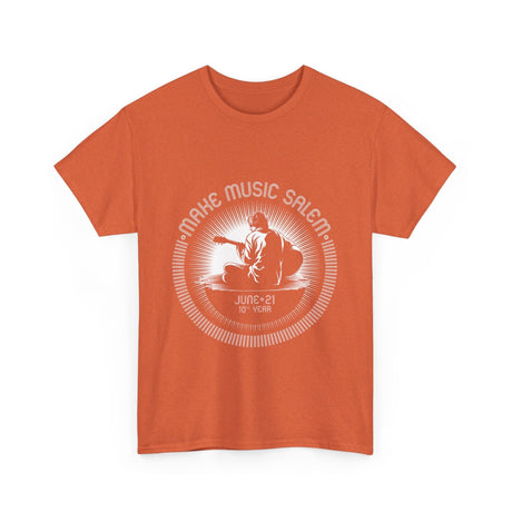 Make Music Day Salem Guitar Guy White Logo T-Shirt T-Shirt Printify - RiverCity Rockstar Academy Music Store, Salem Keizer Oregon