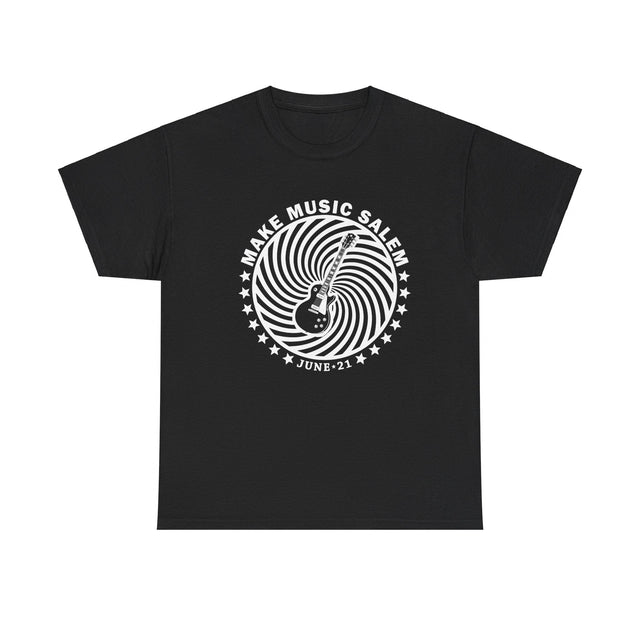 Make Music Salem Guitar Spiral T-Shirt T-Shirt Printify - RiverCity Rockstar Academy Music Store, Salem Keizer Oregon