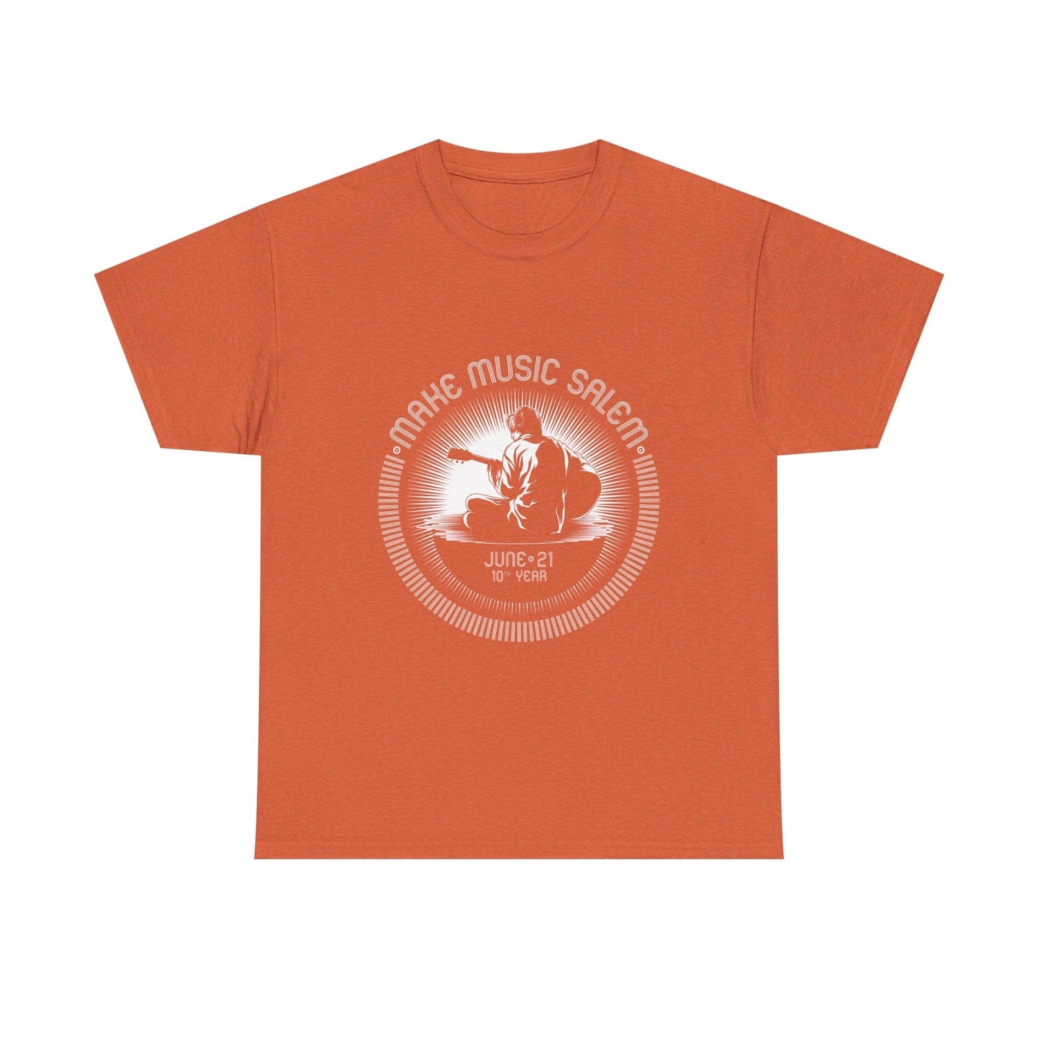 Make Music Day Salem Guitar Guy White Logo T-Shirt T-Shirt Printify - RiverCity Rockstar Academy Music Store, Salem Keizer Oregon