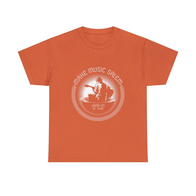 Make Music Day Salem Guitar Guy White Logo T-Shirt T-Shirt Printify - RiverCity Rockstar Academy Music Store, Salem Keizer Oregon