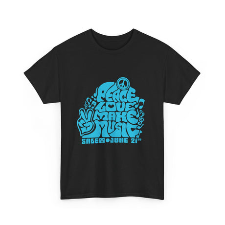 Make Music Day Salem Peace Love Blue Logo T-Shirt T-Shirt Printify - RiverCity Rockstar Academy Music Store, Salem Keizer Oregon