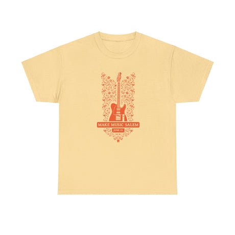Make Music Salem Floral Guitar T-Shirt T-Shirt Printify - RiverCity Rockstar Academy Music Store, Salem Keizer Oregon