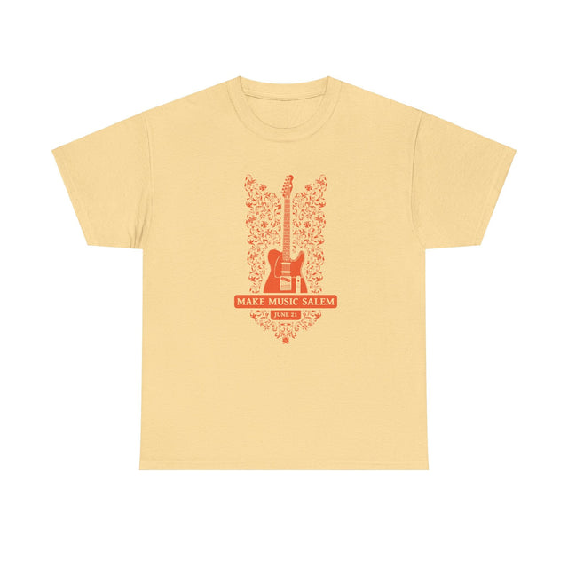 Make Music Salem Floral Guitar T-Shirt T-Shirt Printify - RiverCity Rockstar Academy Music Store, Salem Keizer Oregon
