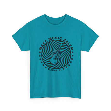 Make Music Salem Spiral Guitar T-Shirt T-Shirt Printify - RiverCity Rockstar Academy Music Store, Salem Keizer Oregon