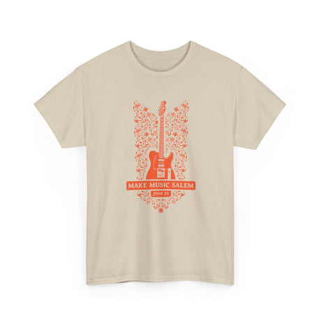 Make Music Salem Floral Guitar T-Shirt T-Shirt Printify - RiverCity Rockstar Academy Music Store, Salem Keizer Oregon