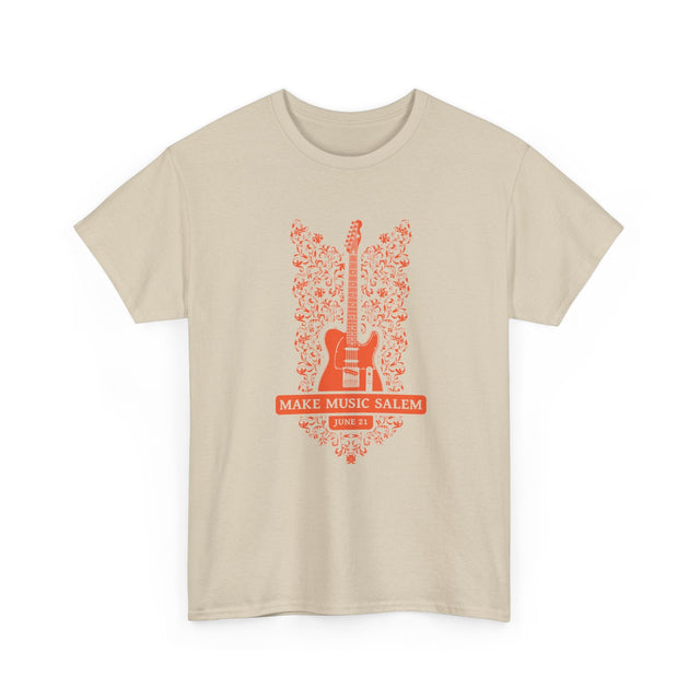Make Music Salem Floral Guitar T-Shirt T-Shirt Printify - RiverCity Rockstar Academy Music Store, Salem Keizer Oregon