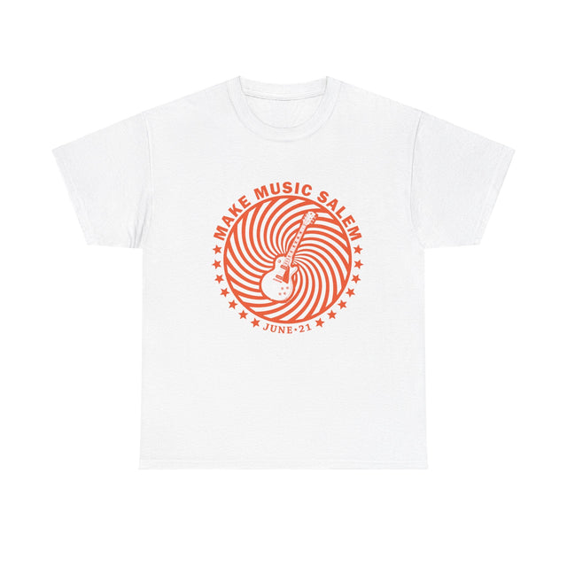 Make Music Day Salem Spiral Guitar Orange Logo T-Shirt T-Shirt Printify - RiverCity Rockstar Academy Music Store, Salem Keizer Oregon