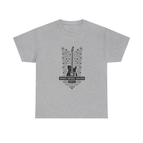 Make Music Day Salem Floral Guitar Black Logo T-Shirt T-Shirt Printify - RiverCity Rockstar Academy Music Store, Salem Keizer Oregon