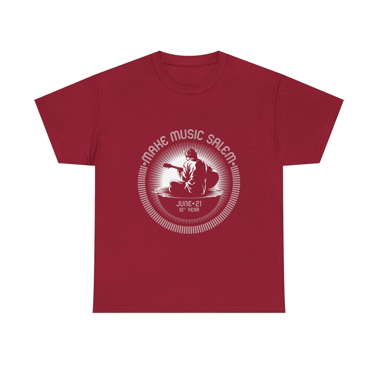 Make Music Day Salem Guitar Guy White Logo T-Shirt T-Shirt Printify - RiverCity Rockstar Academy Music Store, Salem Keizer Oregon
