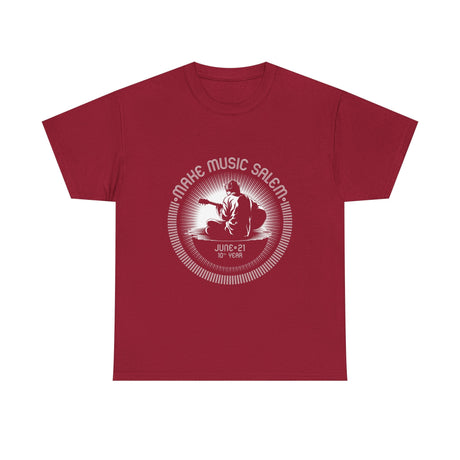 Make Music Day Salem Guitar Guy White Logo T-Shirt T-Shirt Printify - RiverCity Rockstar Academy Music Store, Salem Keizer Oregon