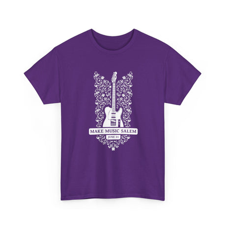 Make Music Day Salem Floral Guitar White Logo T-Shirt T-Shirt Printify - RiverCity Rockstar Academy Music Store, Salem Keizer Oregon