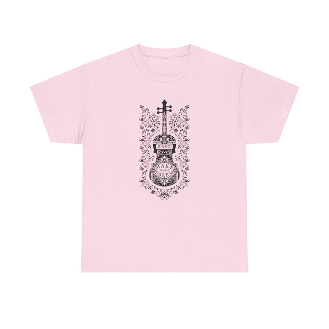 Make Music Day Salem Floral Violin Black Logo T-Shirt T-Shirt Printify - RiverCity Rockstar Academy Music Store, Salem Keizer Oregon