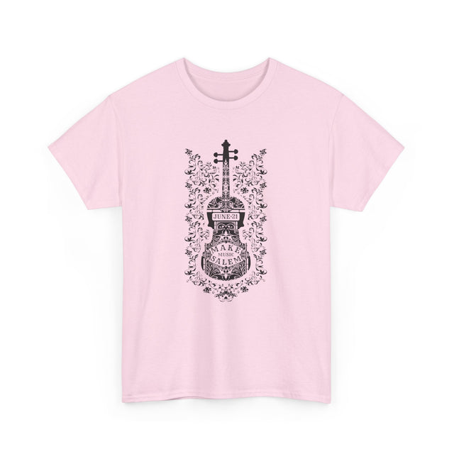 Make Music Day Salem Floral Violin Black Logo T-Shirt T-Shirt Printify - RiverCity Rockstar Academy Music Store, Salem Keizer Oregon
