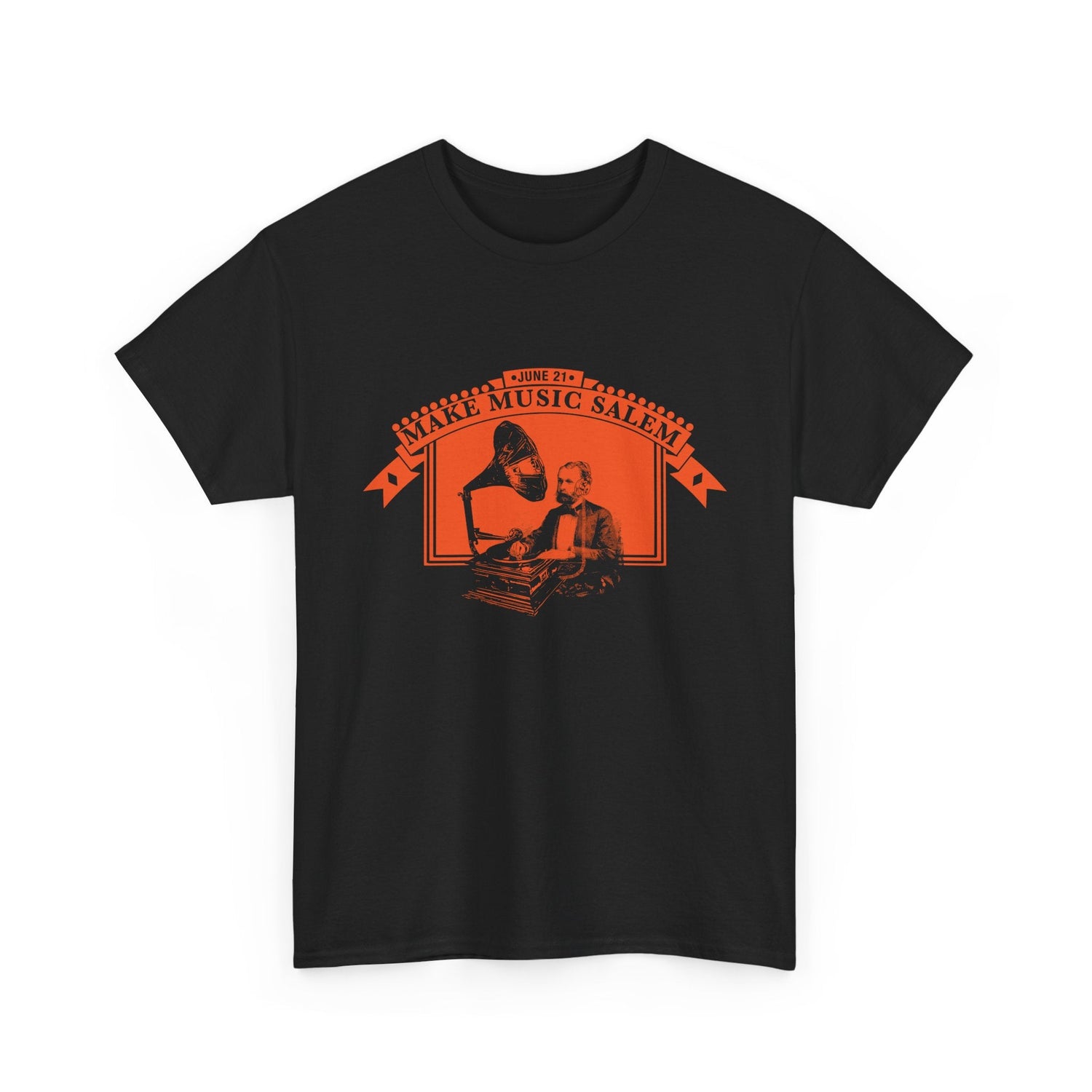 Make Music Day Salem Turntable Orange Logo T-Shirt T-Shirt Printify - RiverCity Rockstar Academy Music Store, Salem Keizer Oregon