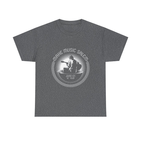 Make Music Day Salem Guitar Guy White Logo T-Shirt T-Shirt Printify - RiverCity Rockstar Academy Music Store, Salem Keizer Oregon