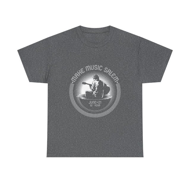 Make Music Day Salem Guitar Guy White Logo T-Shirt T-Shirt Printify - RiverCity Rockstar Academy Music Store, Salem Keizer Oregon
