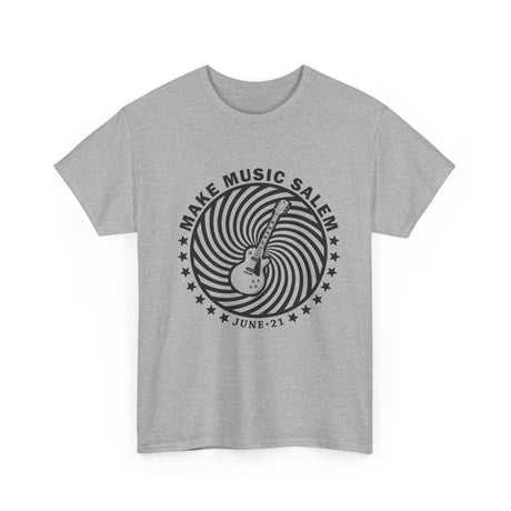 Make Music Salem Spiral Guitar T-Shirt T-Shirt Printify - RiverCity Rockstar Academy Music Store, Salem Keizer Oregon