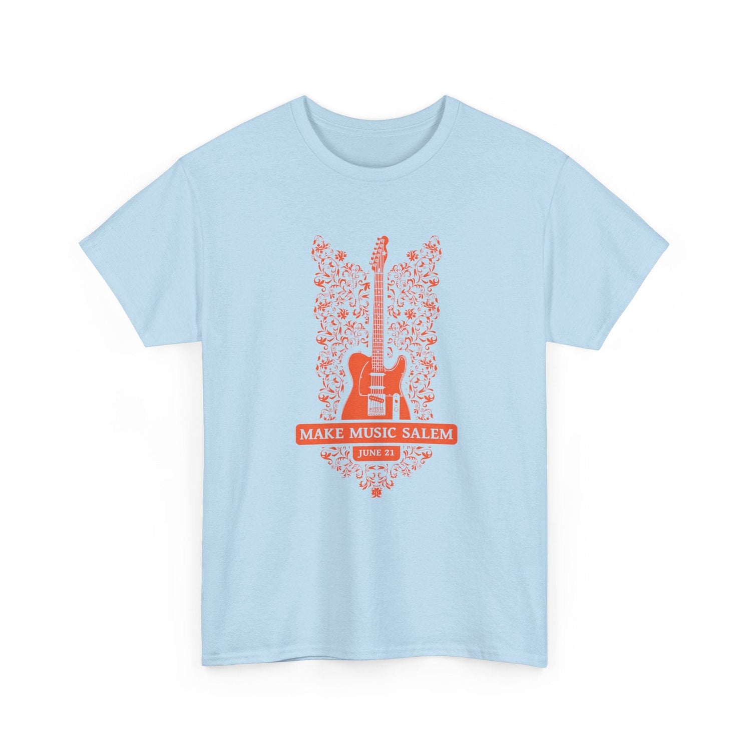 Make Music Salem Floral Guitar T-Shirt T-Shirt Printify - RiverCity Rockstar Academy Music Store, Salem Keizer Oregon