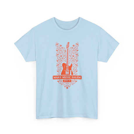 Make Music Salem Floral Guitar T-Shirt T-Shirt Printify - RiverCity Rockstar Academy Music Store, Salem Keizer Oregon