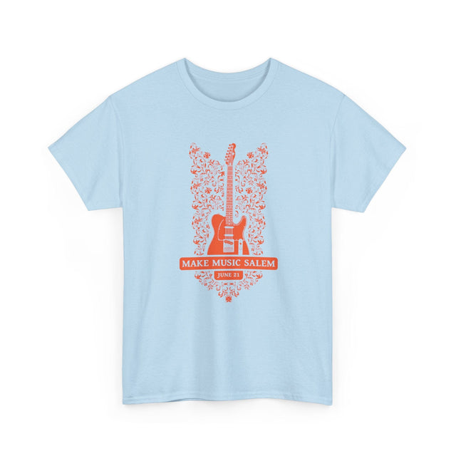 Make Music Salem Floral Guitar T-Shirt T-Shirt Printify - RiverCity Rockstar Academy Music Store, Salem Keizer Oregon