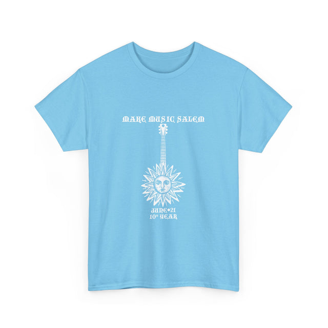 Make Music Day Salem Sun Guitar White Logo T-Shirt T-Shirt Printify - RiverCity Rockstar Academy Music Store, Salem Keizer Oregon