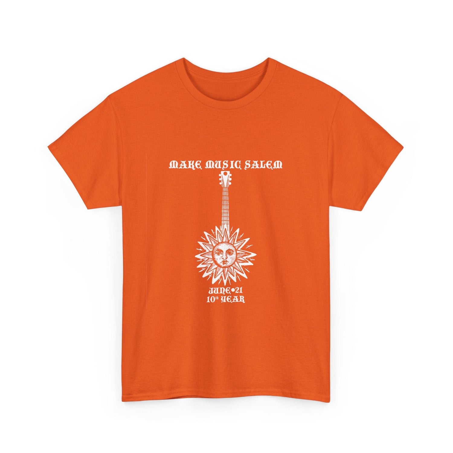 Make Music Day Salem Sun Guitar White Logo T-Shirt T-Shirt Printify - RiverCity Rockstar Academy Music Store, Salem Keizer Oregon