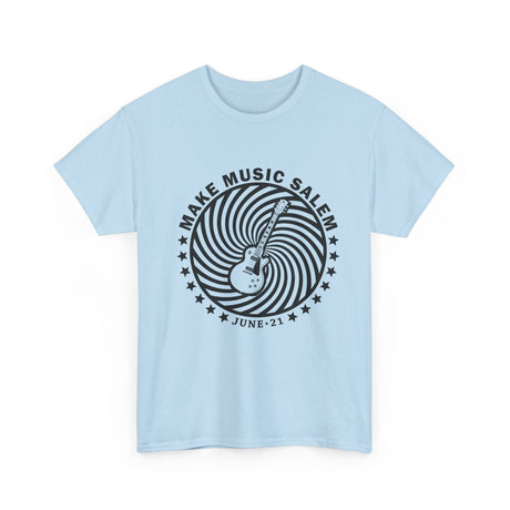 Make Music Salem Spiral Guitar T-Shirt T-Shirt Printify - RiverCity Rockstar Academy Music Store, Salem Keizer Oregon