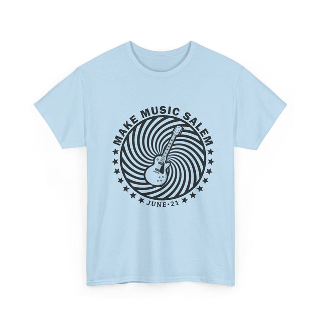 Make Music Salem Spiral Guitar T-Shirt T-Shirt Printify - RiverCity Rockstar Academy Music Store, Salem Keizer Oregon