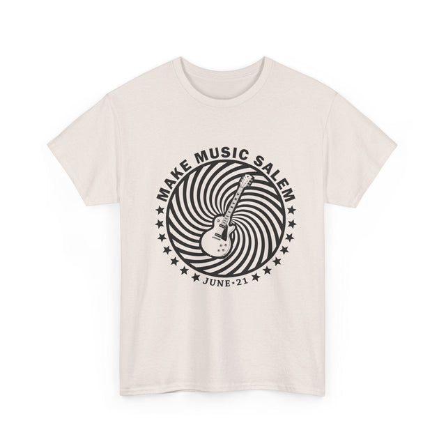 Make Music Salem Spiral Guitar T-Shirt T-Shirt Printify - RiverCity Rockstar Academy Music Store, Salem Keizer Oregon