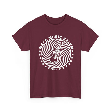 Make Music Salem Guitar Spiral T-Shirt T-Shirt Printify - RiverCity Rockstar Academy Music Store, Salem Keizer Oregon