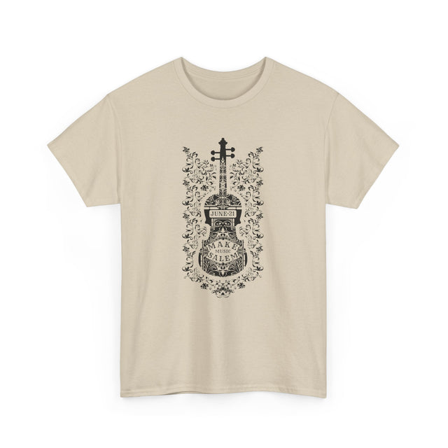 Make Music Day Salem Floral Violin Black Logo T-Shirt T-Shirt Printify - RiverCity Rockstar Academy Music Store, Salem Keizer Oregon