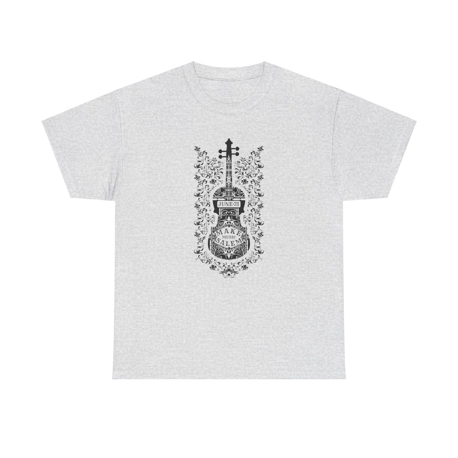 Make Music Day Salem Floral Violin Black Logo T-Shirt T-Shirt Printify - RiverCity Rockstar Academy Music Store, Salem Keizer Oregon