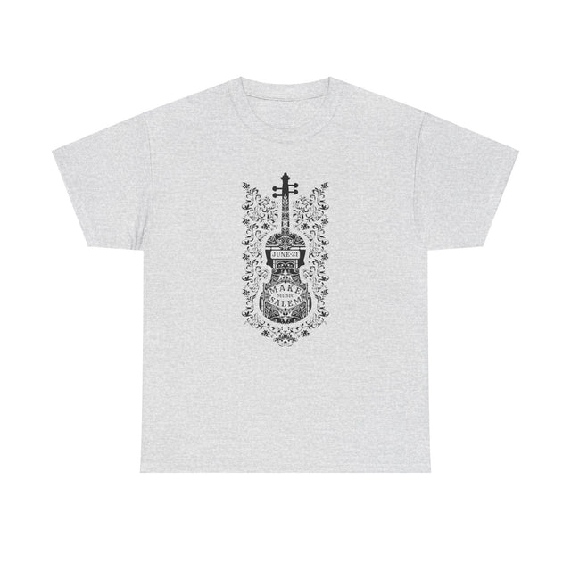 Make Music Day Salem Floral Violin Black Logo T-Shirt T-Shirt Printify - RiverCity Rockstar Academy Music Store, Salem Keizer Oregon