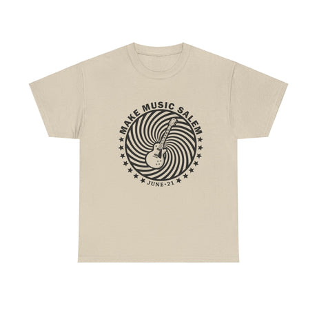 Make Music Salem Spiral Guitar T-Shirt T-Shirt Printify - RiverCity Rockstar Academy Music Store, Salem Keizer Oregon