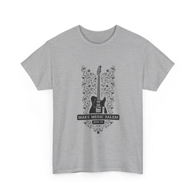 Make Music Day Salem Floral Guitar Black Logo T-Shirt T-Shirt Printify - RiverCity Rockstar Academy Music Store, Salem Keizer Oregon