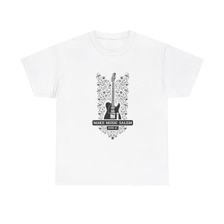 Make Music Day Salem Floral Guitar Black Logo T-Shirt T-Shirt Printify - RiverCity Rockstar Academy Music Store, Salem Keizer Oregon