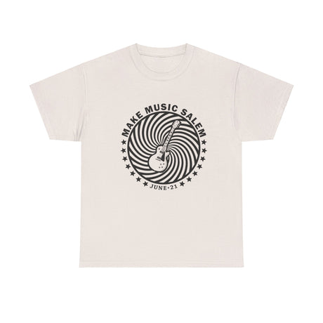 Make Music Salem Spiral Guitar T-Shirt T-Shirt Printify - RiverCity Rockstar Academy Music Store, Salem Keizer Oregon