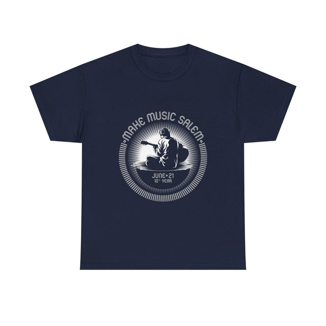 Make Music Day Salem Guitar Guy White Logo T-Shirt T-Shirt Printify - RiverCity Rockstar Academy Music Store, Salem Keizer Oregon