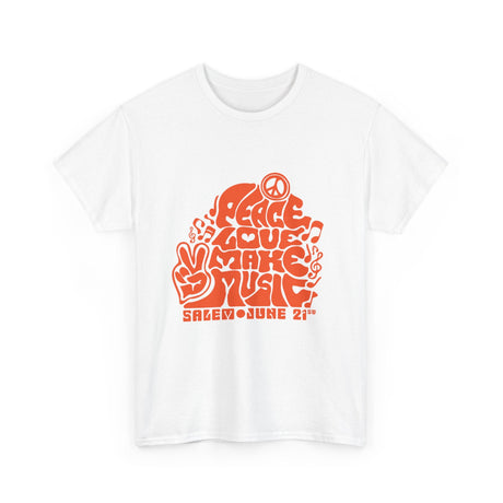 Make Music Day Salem Peace Love Orange Logo T-Shirt T-Shirt Printify - RiverCity Rockstar Academy Music Store, Salem Keizer Oregon