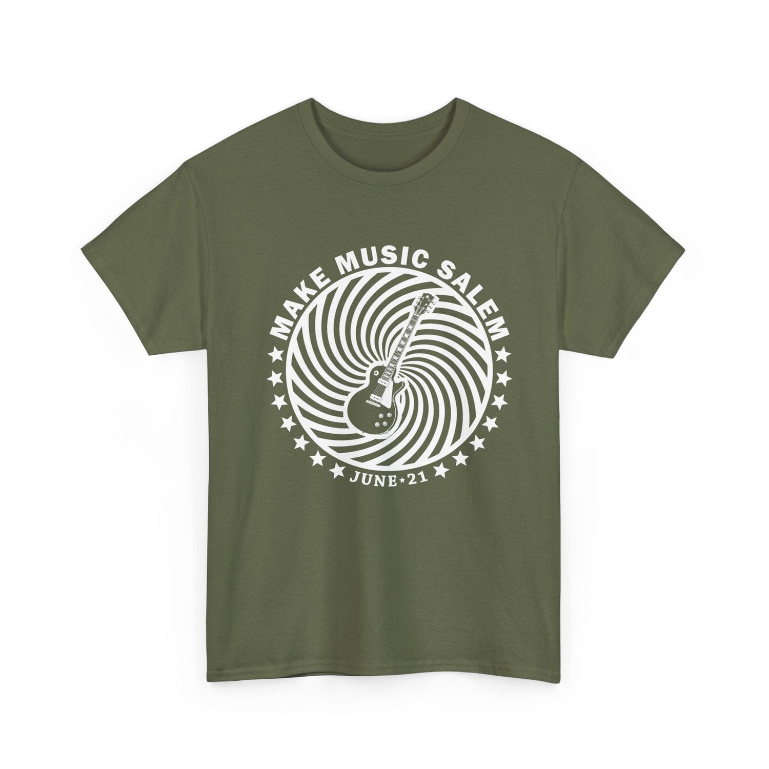 Make Music Salem Guitar Spiral T-Shirt T-Shirt Printify - RiverCity Rockstar Academy Music Store, Salem Keizer Oregon