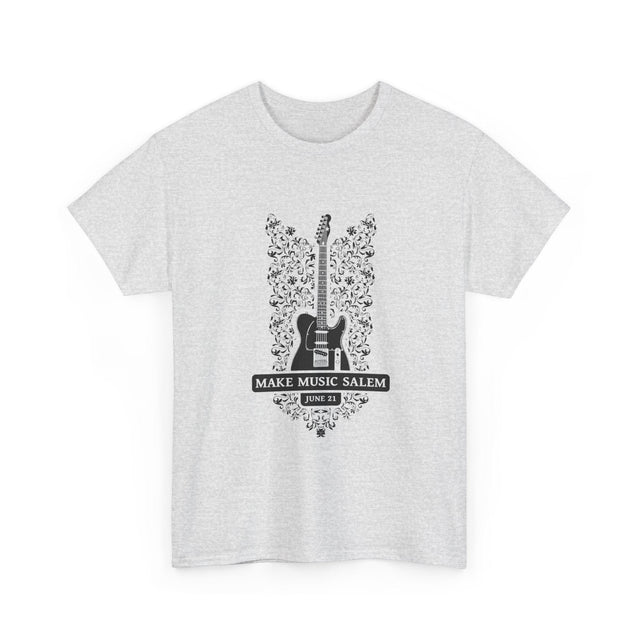 Make Music Day Salem Floral Guitar Black Logo T-Shirt T-Shirt Printify - RiverCity Rockstar Academy Music Store, Salem Keizer Oregon
