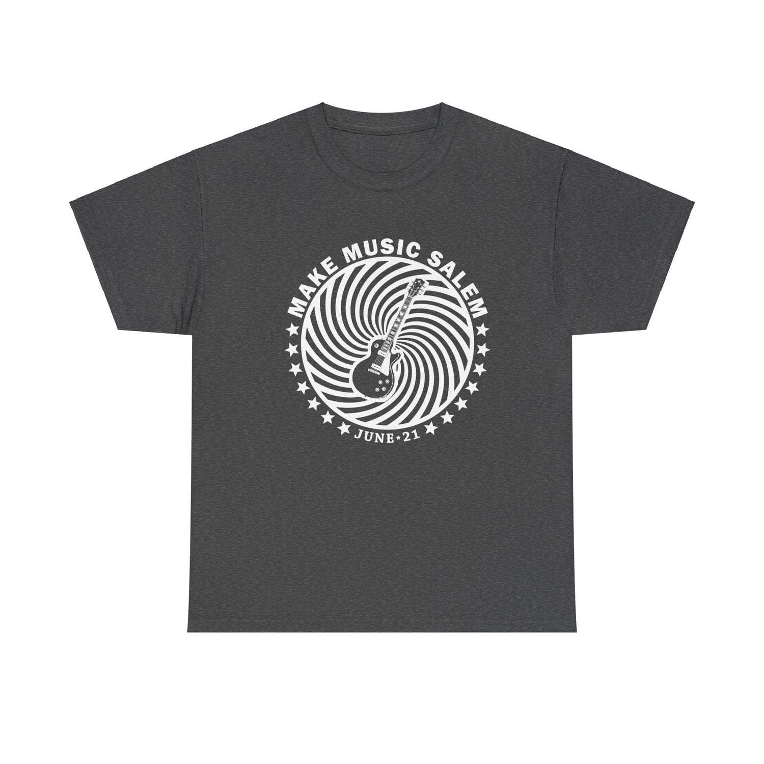 Make Music Salem Guitar Spiral T-Shirt T-Shirt Printify - RiverCity Rockstar Academy Music Store, Salem Keizer Oregon