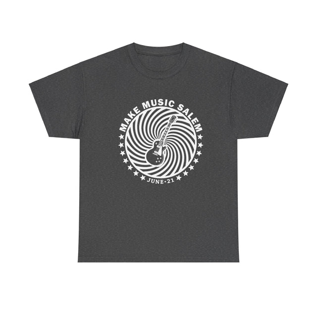 Make Music Salem Guitar Spiral T-Shirt T-Shirt Printify - RiverCity Rockstar Academy Music Store, Salem Keizer Oregon