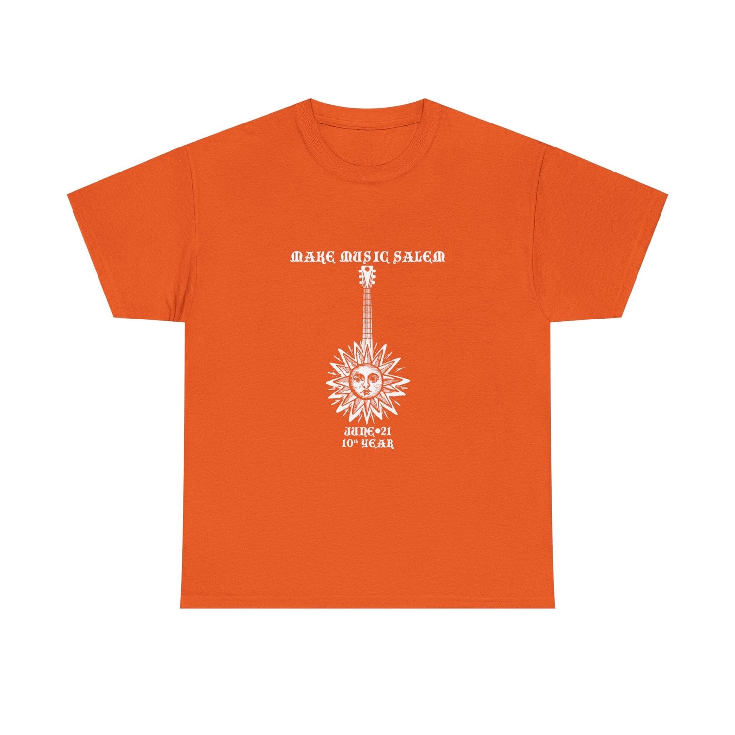 Make Music Day Salem Sun Guitar White Logo T-Shirt T-Shirt Printify - RiverCity Rockstar Academy Music Store, Salem Keizer Oregon