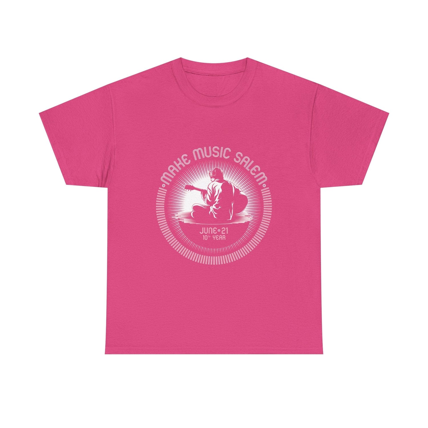 Make Music Day Salem Guitar Guy White Logo T-Shirt T-Shirt Printify - RiverCity Rockstar Academy Music Store, Salem Keizer Oregon